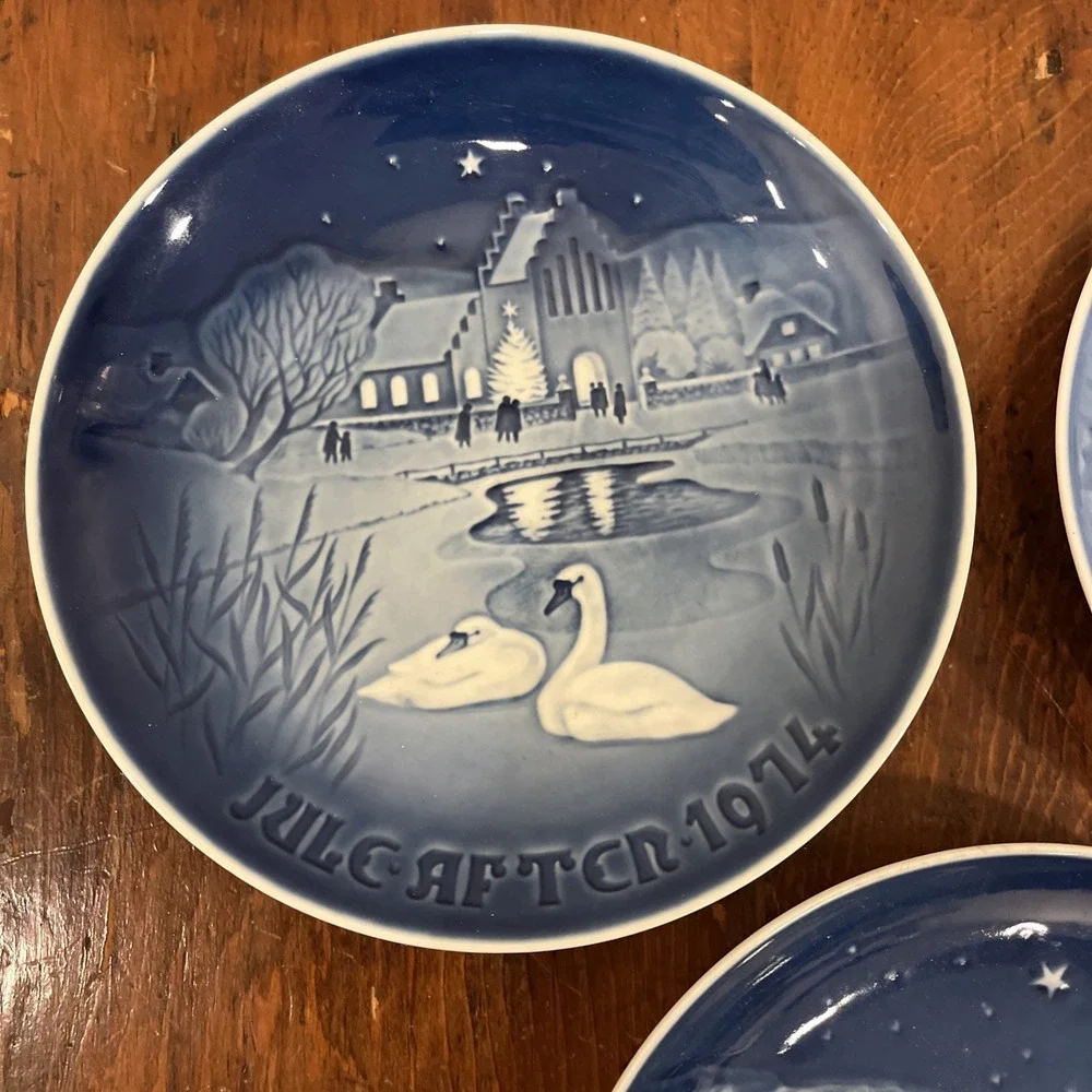 1970, 1972, 1974 Lot 3 Bing & Grondahl porcelain Christmas plates